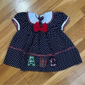 Vintage Baby Girl 24 Months Peaches ‘N Cream Back to School ABC’s Dress